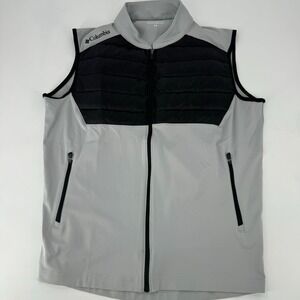 Columbia Golf Mens Vest L G Lightweight Puffer Full Zip Gray Black